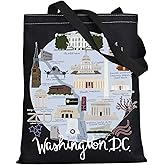 LEVLO Washington Dc Canvas Tote Bag The White House Travel Souvenir Gift Washington Dc Trip Shoulder Bag