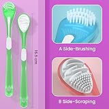 YKL 3-Pack Tongue Scraper & Cleaning Brush - Double-Sided Soft Design view 3