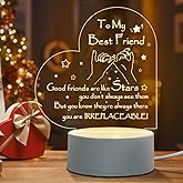 Afterprints Friendship Gifts - Engraved Heart-Shaped Night Light, Galentines Day Gift for Friends, Best Friend Birthday Gifts for Women, Girls Friends, Acrylic Night Lamp