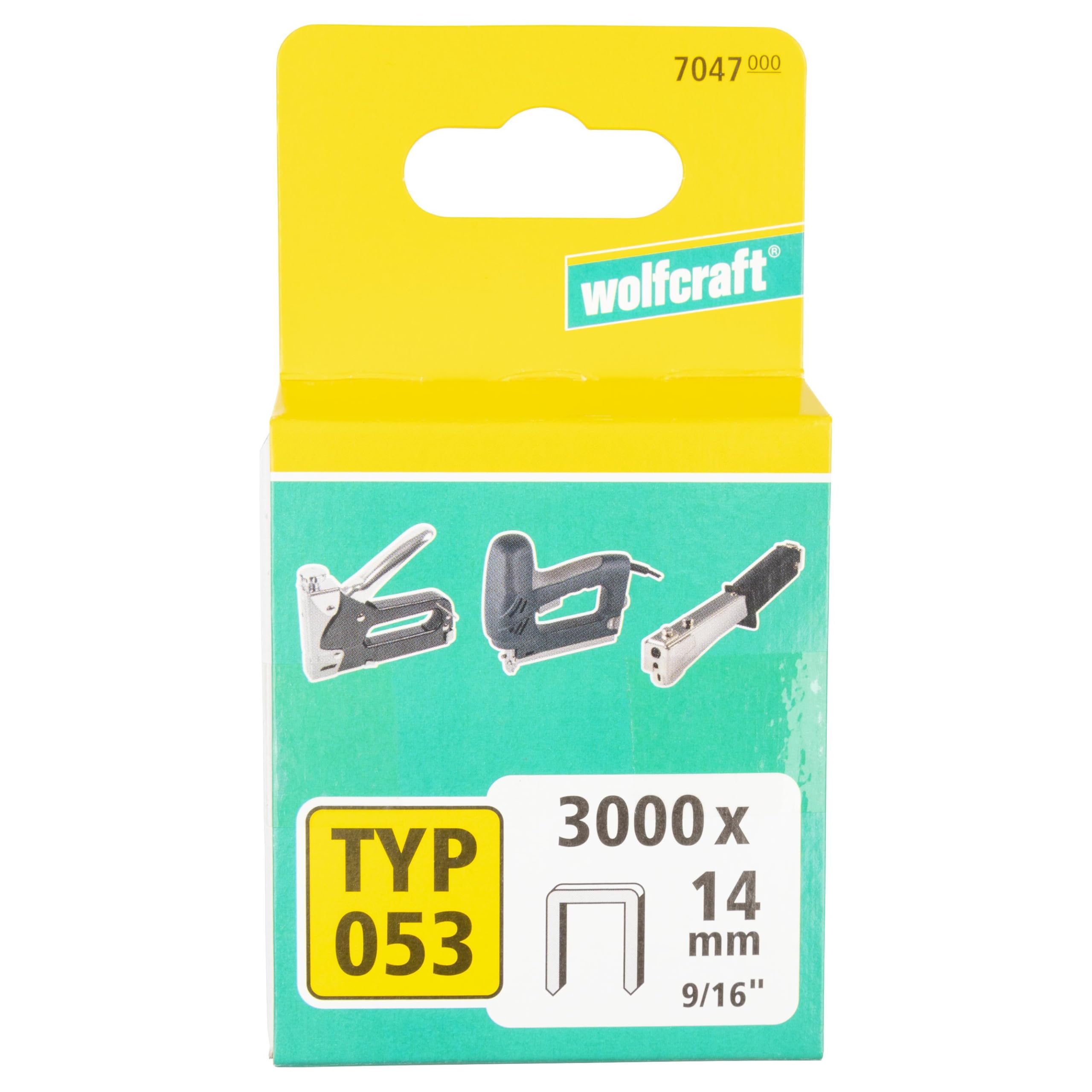 wolfcraft Broad Back Staple, Extra Hard Steel, Type 053 I 7047000 I Ideal for Fastening Fabric, Textiles and Thin Strips of Wood