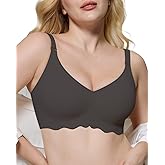 LUXMAY Soft Wireless Bra Comfortable Seamless Full Coverage Push Up Lace Everyday No Show Bras for Women