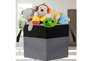 VICTORICH Large Toy Box Chest with Lid, Collapsible Sturdy Toy Storage Organizer Boxes Bins Baskets for Kids, Boys, Girls, Nursery, Playroom (Diamond Black)