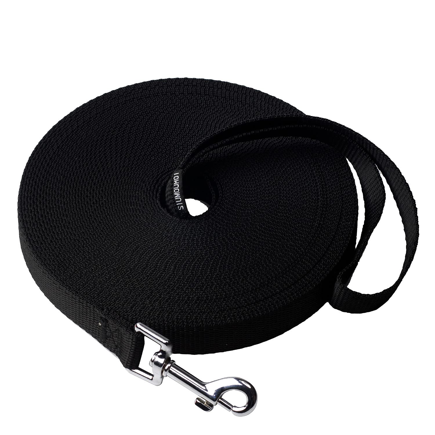 Siumouhoi Dog/Puppy Obedience Recall Training Agility Lead - 15ft 20ft 30ft 40ft 50ft Training Leash - Great for Play, Camping, or Backyard - Black 30ft (30Feet, Black)