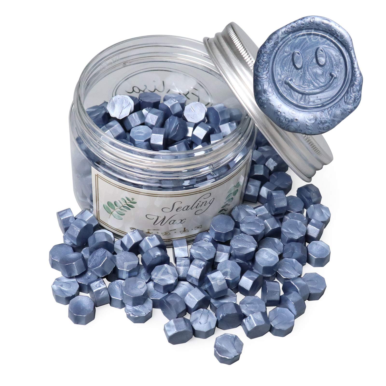 fsalisa 200pcs Wax Seal Beads Octagon Wax Sealing Beads for Wax Stamp Sealing Perfect for Christmas Cards, Envelopes, Wedding Invitations, Wine Packages, Letter Sealing (Gray Blue)
