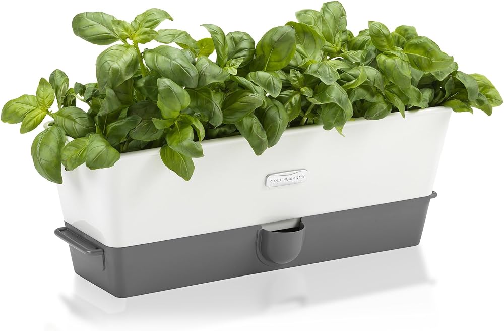 Cole & Mason Self-Watering Herb Keeper Plastic White Grey 3 Pots 85mm