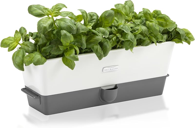 Cole & Mason Self-Watering Herb Keeper Plastic White Grey 3 Pots 85mm