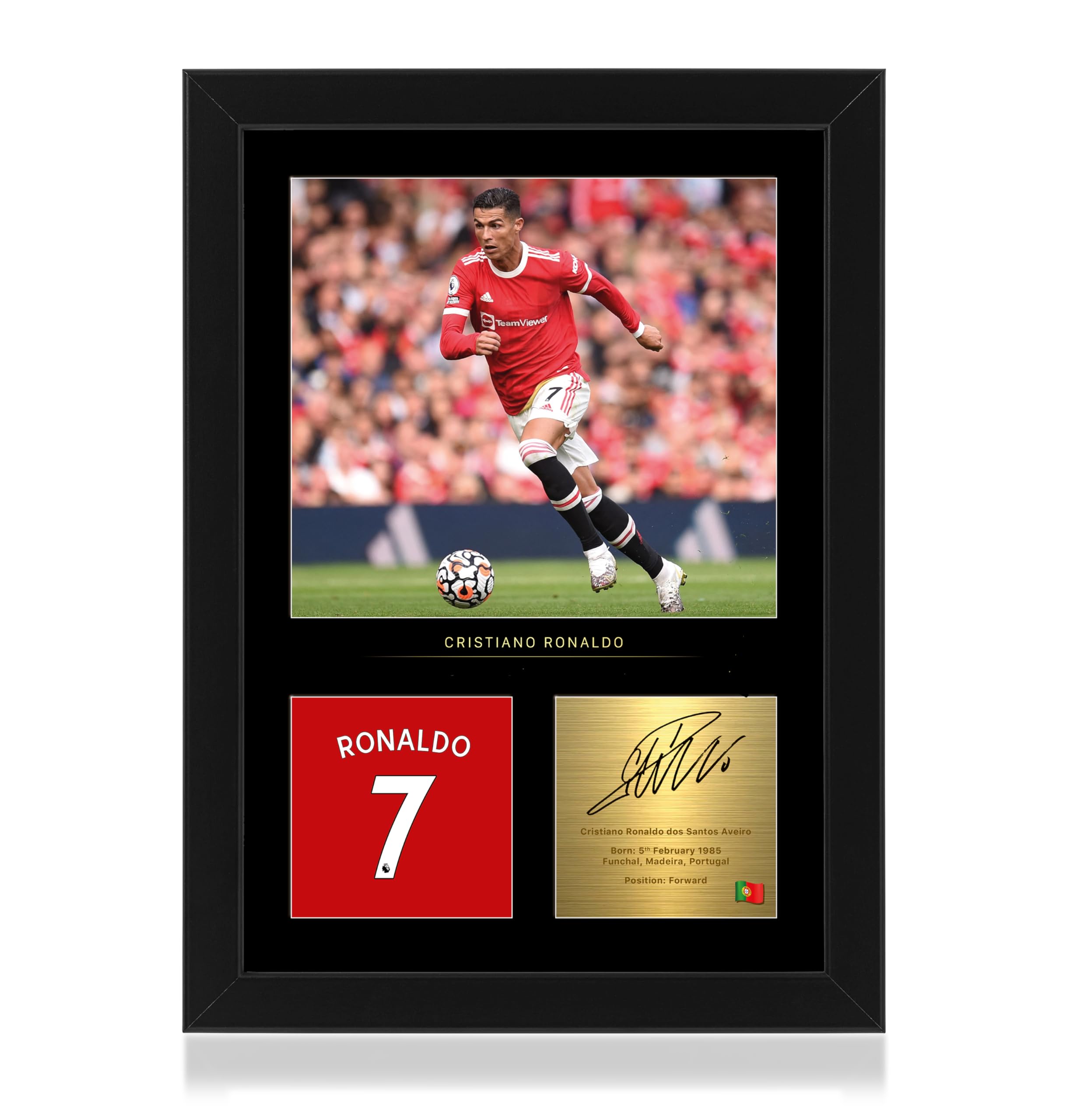 Win FC Cristiano Ronaldo Signed A4 Framed Photo Display - Reproduced Digital Signature - Gift For United Fans