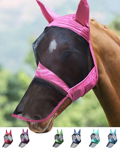 Harrison Howard CareMaster Pro Luminous Horse Fly Mask Large Eye Space Long Nose