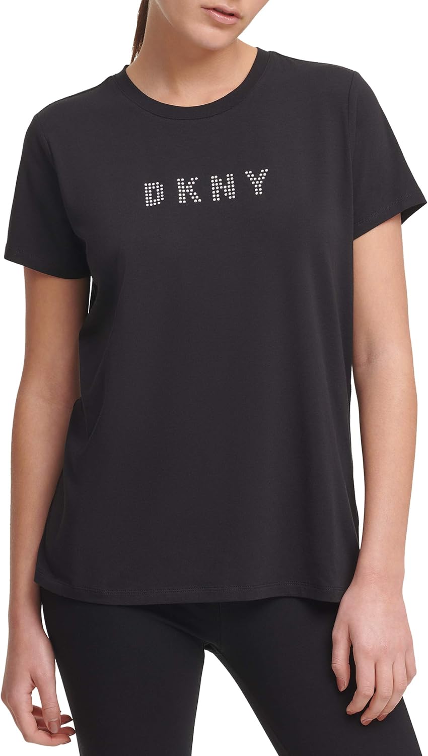 DKNY Women's Rhinestone Logo Tee Shirt Amazon.co.uk Clothing