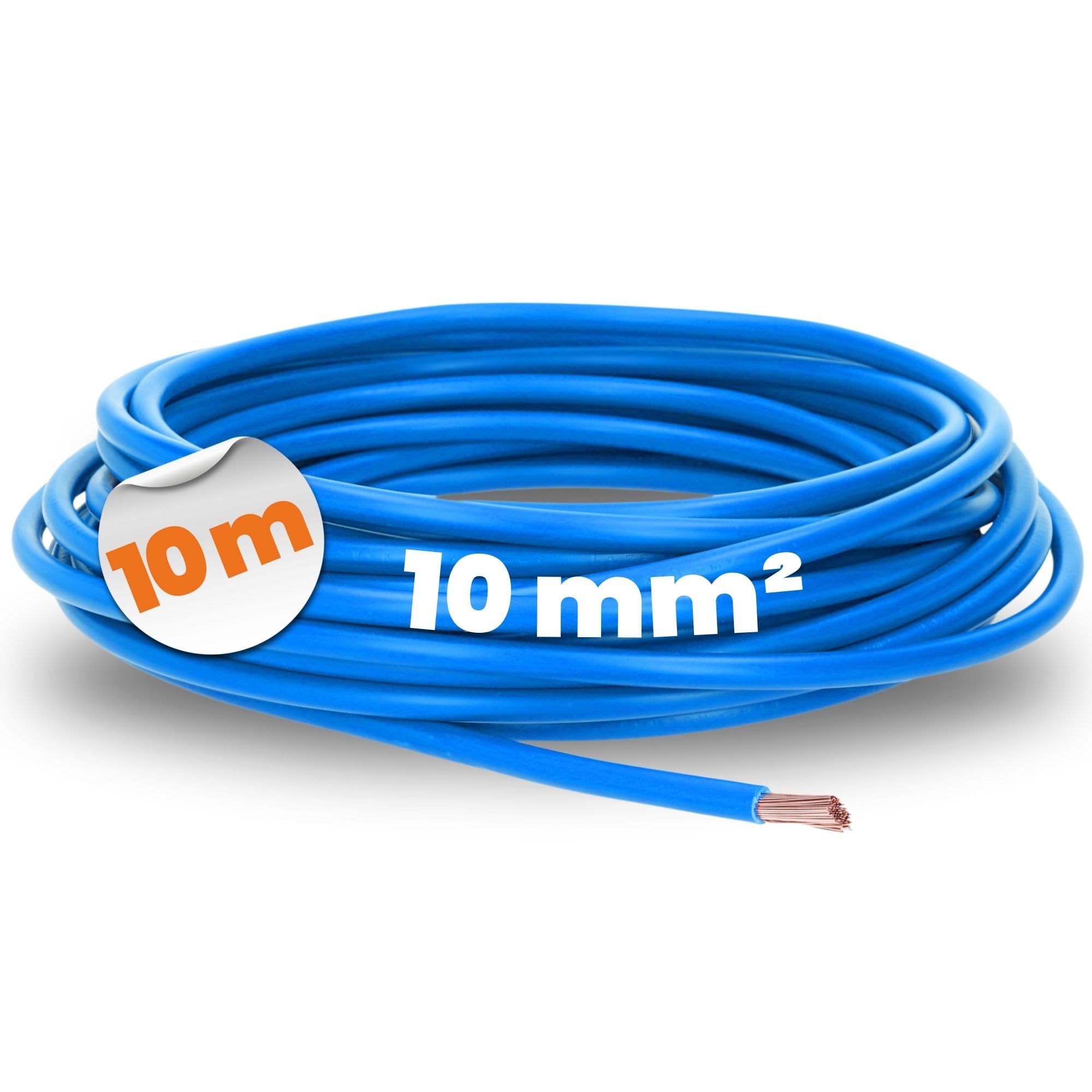 10 metres Lapp 4520025 H07V-K 10 mm² blue I Wiring cable I Conductor cable I PVC single core I Stranded wire 10mm2 I Wiring