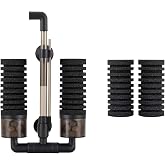 Hygger Aquarium Double Sponge Filter, Comes with 2 Spare Sponges, 1 Bag of Bio Ceramic Media Balls, Quiet Submersible Foam Filter for Fresh Water and Salt-Water Fish Tank (S)