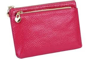 CYNURE Women's Genuine Leather Coin Purse Zipper Pocket Size Pouch Change Wallet
