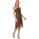 Adrianna Papell Womens Foil Lace Halter Dress