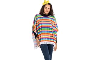 JAZGROM Cinco de Mayo Outfit Mexican Poncho for Fiesta Theme Party Costume Festive Celebrations, Adult Mexican Serape Costume, Halloween Costume,Party Favor(Sombrero NOT INCLUDED)