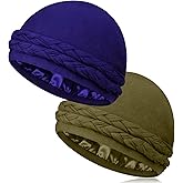 MLTUARG 2 Pcs Satin Lined Turban Silky Head Wraps for Men with Long Twist Straps, Halo Turban Mens Turban Head Scarf for Hair