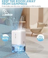 Trongle Mini Dehumidifier 1.1L 280sqft Auto-Defrost Auto-off Quiet Home Bathroom view 5