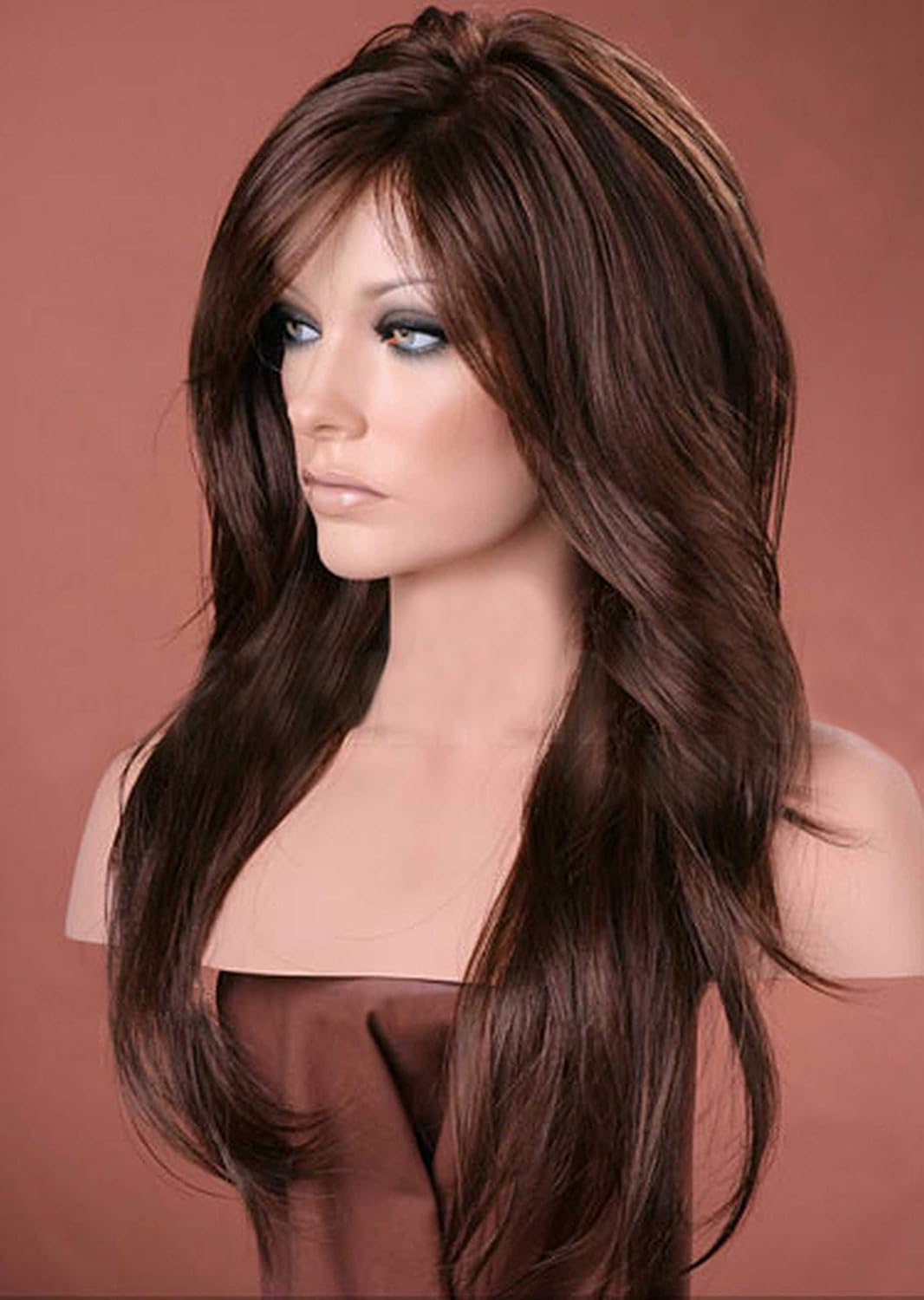 Forever Young Ladies Dark Auburn Mix Long Sweeping Fringe Wig - Image 4