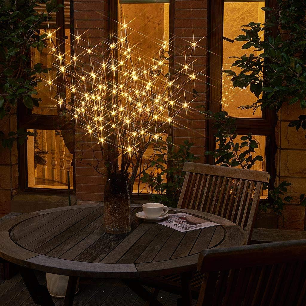 EAMBRITE 3PK 30" Brown Wrapped Lighted Twig Stake with 60LT Warm White LED Bulbs for Outdoor and Indoor use(Vase Excluded): Home Improvement