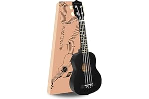 MelWinForee Ukulele 21" - Beginner Soprano Ukulele for Kids, Tenor and Concert Ukuleles, Left-Handed Friendly - Perfect Beginner Ukulele (Black)