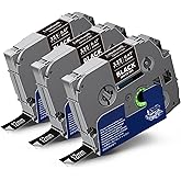 Labelwell 12mm 0.47 Inch Laminated White on Black Compatible with Brother P Touch Label Tape TZ TZe-335 TZe335 Refills for Brother Ptouch PT-H110 D200 D210 D220 D400 PT-D600 Label Maker, 3-Pack