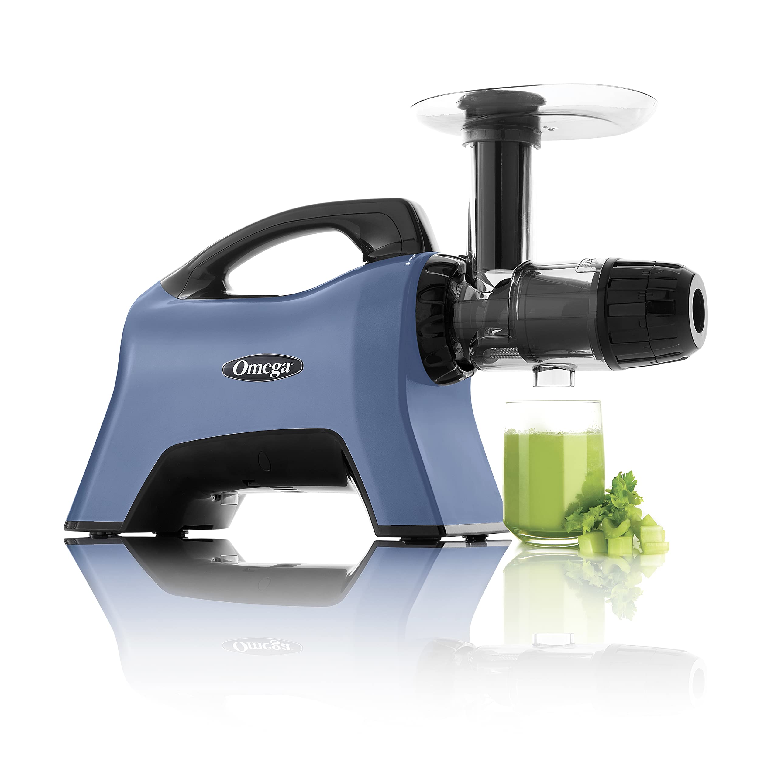 Omega Celery Juicer and Nutrition System Masticating Juicer, Cold Press Juicer Machine For Celery with Adjustable Dial, 200-Watt, Blue