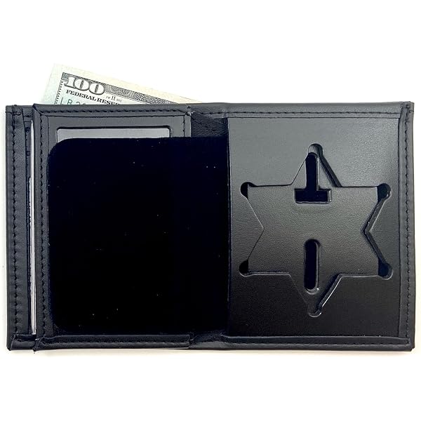 Perfect Fit Leather Badge Wallet For Milwaukee County Sheriff - Black Bi-Fold With Recessed Badge Cutout (PF-768) - View #5