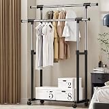 Vivo Technologies Double Rail Adjustable Tidy Rack Mobile Garment Rack view 2