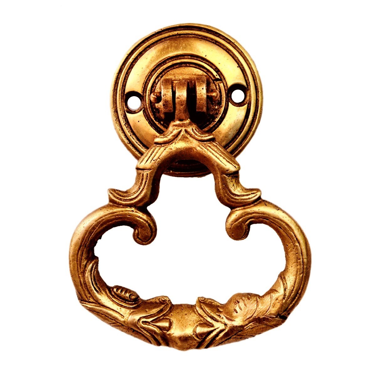 Purpledip Brass Door Knocker Drawer Pull Ring Handle Knob 'Royal Touch' (11191)