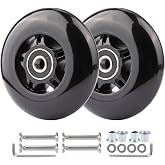 WHEELGOO 2-Pack PU Luggage Suitcase Replacement Wheels Repair Kit w/ABEC-7 Bearings and 6mm Axles for Trolley Carry-on Roller Travel Bag (76 * 24mm)