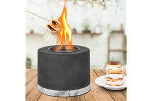 FLYISLAND Table Top Fire Pit Bowl-Concrete Tabletop Firepit Small Portable Mini Indoor Fireplace Home Decor Smokeless Fire Pit (Dark Gray)