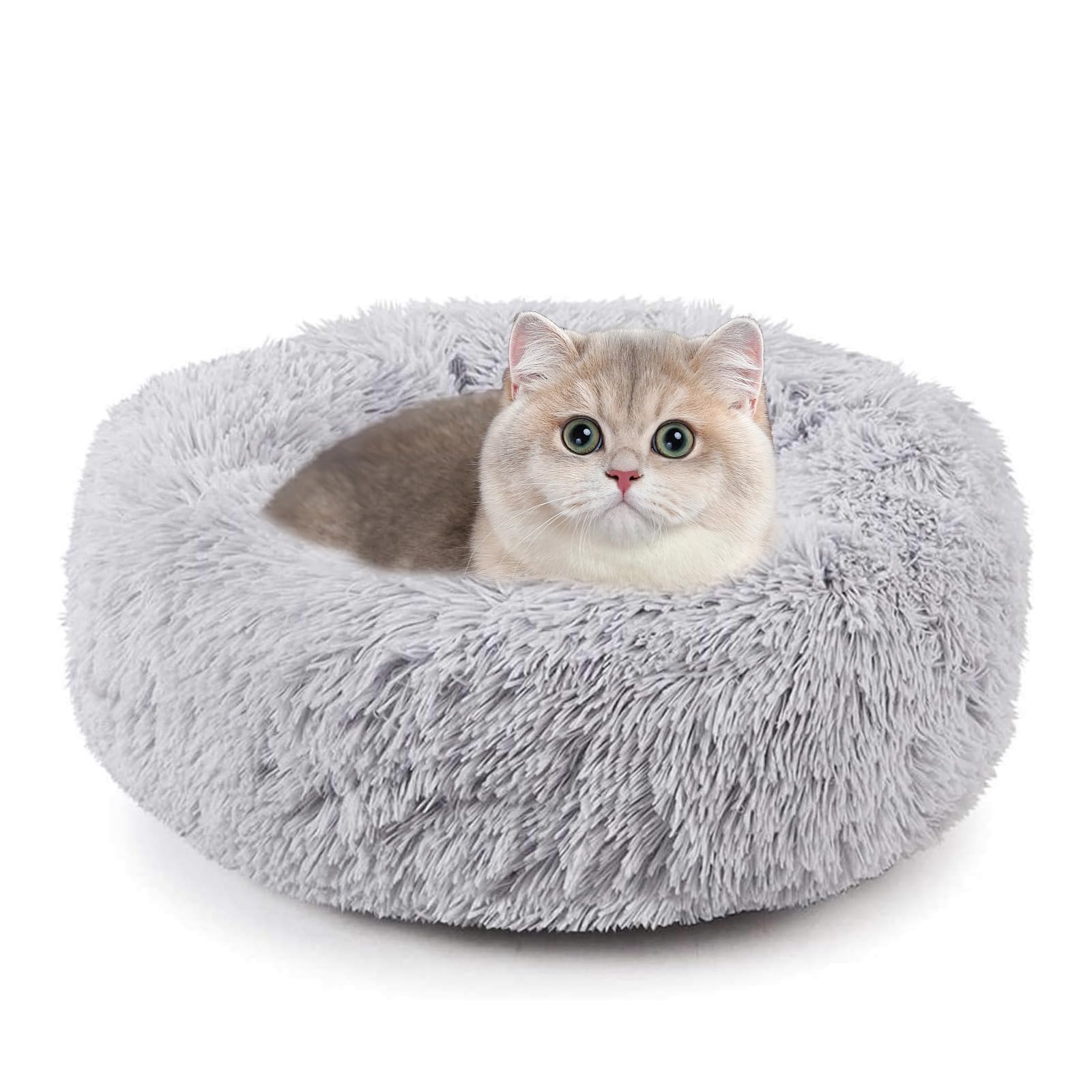 PETCUTE Dog Bed Cat Bed for Indoor Cats Washable Plush Donut Pet Bed Soft Calming Cuddler Kennel Small Medium Large