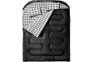 MEREZA Double Sleeping Bags for Adults, 2 Person Sleeping Bags for Mens Camping XL Queen Size Two Person Sleeping Bag for Warm Weather Waterproof with Compression Sack