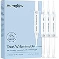 Auraglow 9% Teeth Whitening Gel Syringe Refill Pack, 9% Hydrogen Peroxide, 30 Whitening Treatments, (3) 5mL Whitening Gel Syringes, Sensitive Teeth Whitening