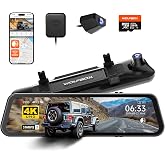 WOLFBOX G900 PRO Mirror Dash Cam with 8MP STARVIS IMX678,Front 4K Rear 2.5K | 128GB Card Included,12 inches Rear View Mirror Camera with Voice Control, 5.8GHz WiFi, Loop Recording, G-Sensor &amp; GPS