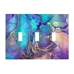 Purple Blue Abstract Marble 3 Gang Toggle Light