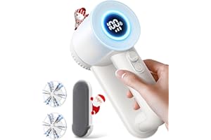 FEELNEEDY Rechargeable Fabric Shaver, Lint Remover for Clothes, Lint Shaver 6-Leaf Blades, 3-Speeds Lint Shaver with LED Display for Effortless Fuzz & Pill Removal for Clothes, Sweaters, Furniture, White