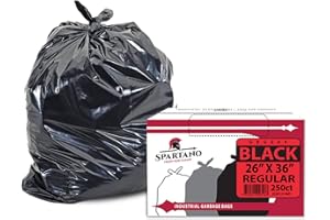 Spartano Black Garbage Bags 26 x 36 Inch (250 Count), Regular Kitchen Garbage Bag for Waste Bin, Multipurpose Trash Bags for 
