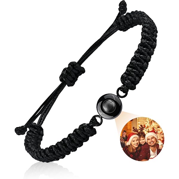 Osehikap Personalized Photo Projection Bracelet - Custom Photo Inside, Adjustable Braided, Couple's Gift