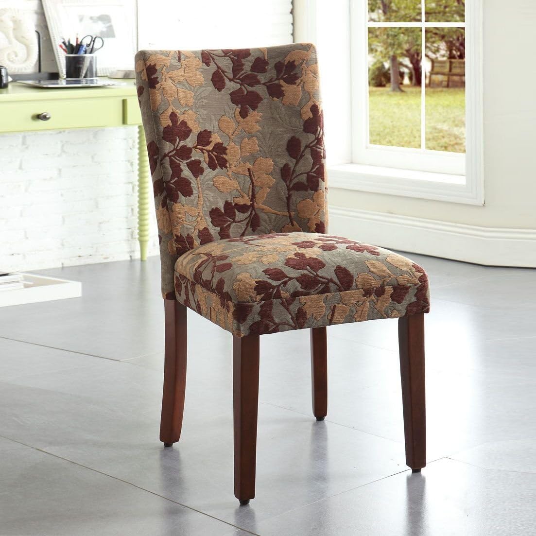 HomePop Parsons Classic Upholstered Accent Dining Chair, Single Pack, Brown Sage Leaf - Chairs