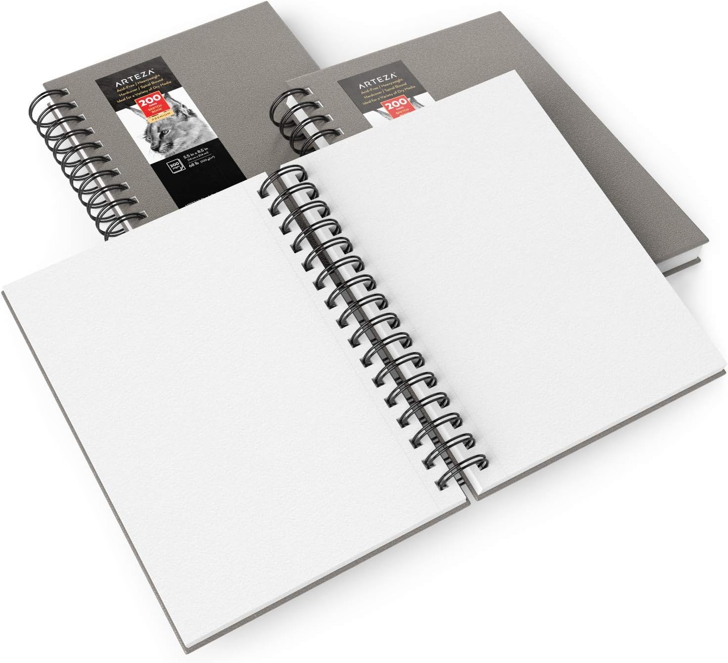 Hardcover Sketchbook 3Pack 300 Sheets Total Gray Drawing Pads 5.5x8.5