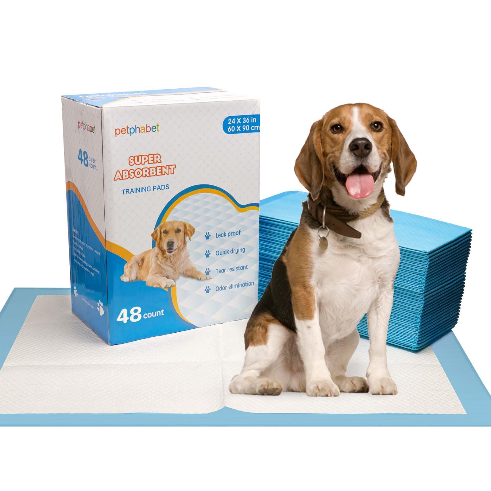 petphabet large puppy pads 60x90cm super absorbent XXL dog training pads pet Puppy Pads pee pads 48 counts (24 * 36 Inches)