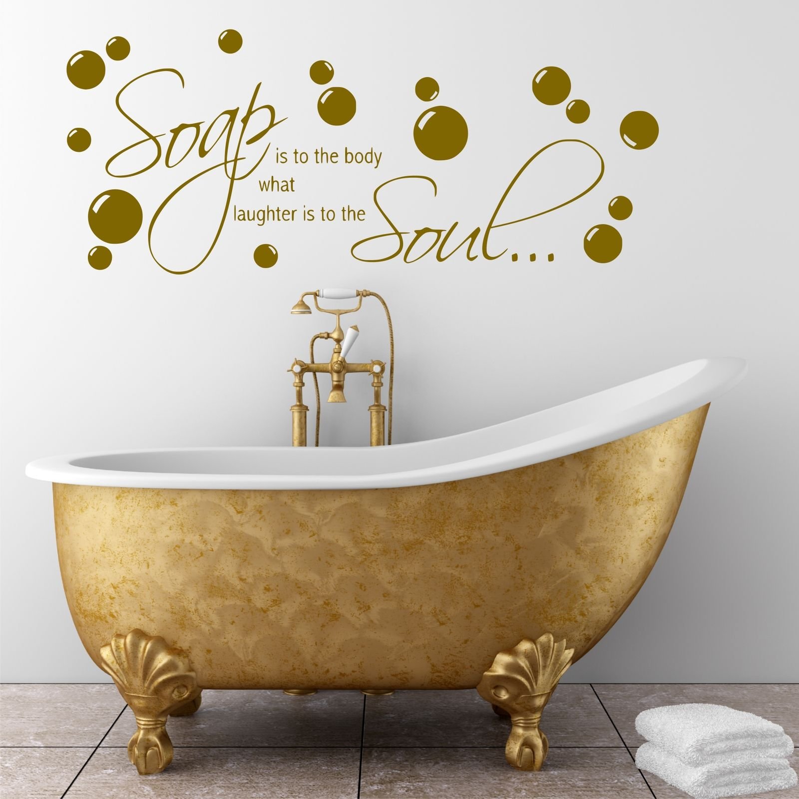 Bathroom wall quote Soap Body Wall Sticker Decal Transfer Mural Stencil Art WSD447