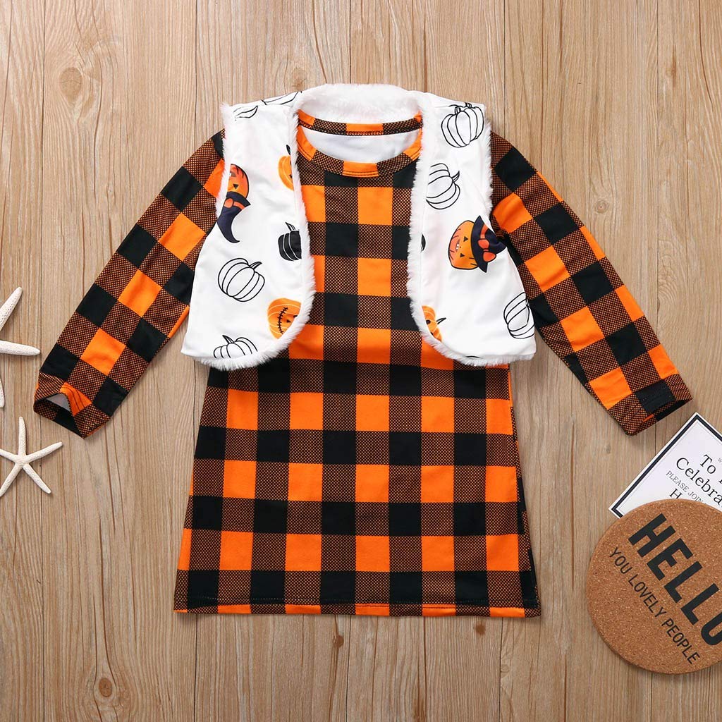Newborn Baby Girls Halloween Plaid Printed Tutu Dress+Coat ...