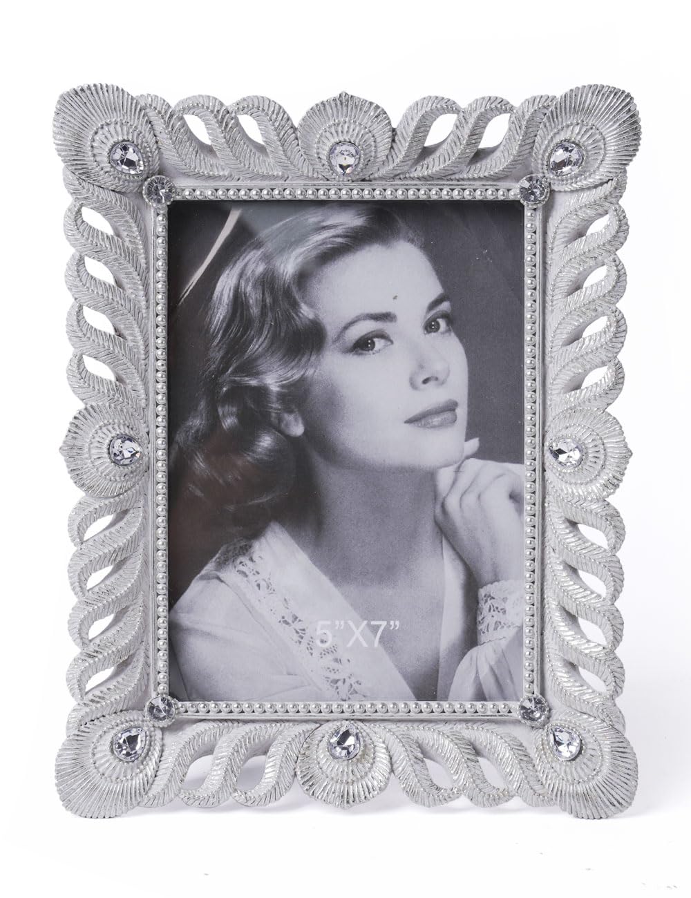 HAUCOZE 13x18cm Picture Photo Frame Modern Sculpture Decor Home Gifts Arts Table Centerpiece Crafts Polyresin Figurine Ornament Silver