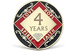 LREQASOR 4 Year NA Medallion Four Year Recovery Chip for NA AA 12 Step Narcotics Anonymous Coin Anniversary Token Clean and Sober Gifts for Men Women Celebrating Sobriety and Addiction Recovery
