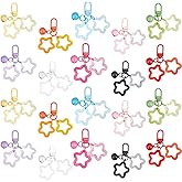 JDRGJTH 20 PCS Star Keychain, 10 Colors Acrylic Keychain Stars and Bell Charms, Colorful Stars Spray Printed Clasps Pendants Keychains Accessories for Car Keys Bag Pendants Decoration