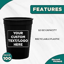 Custom Disposable Plastic Cups 12 oz. Set of