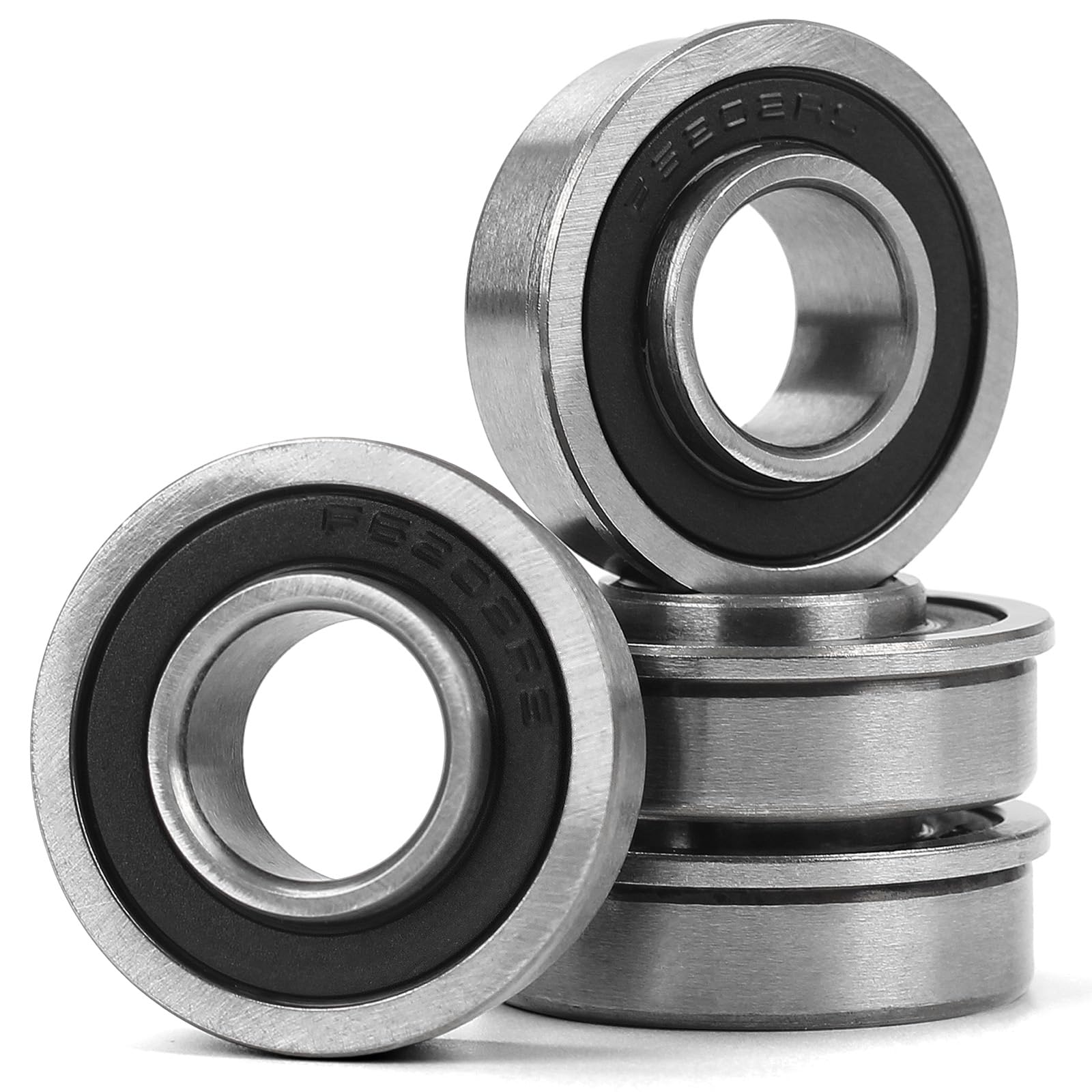 Photo 1 of (4 Pack) GICOOL 5/8" Bore Flanged Deep Groove Ball Bearing, 16mm ID x 35mm OD x 13mm W Sealed 9Cr18 Steel Bearing for Wheelbarrow, Lawn Mower, Garden Cart, Hand Truck, NHS Tire and Wheel Replacements
