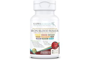 KAPPA NUTRITION (90 Capsules), Iron 26mg, Vitamin C & Orange 150mg, Folate 667mcg DFE, Vitamin B12, Beetroot, Brewers Yeast, Broccoli & MCT Oil 9 in 1 Advanced Complex from