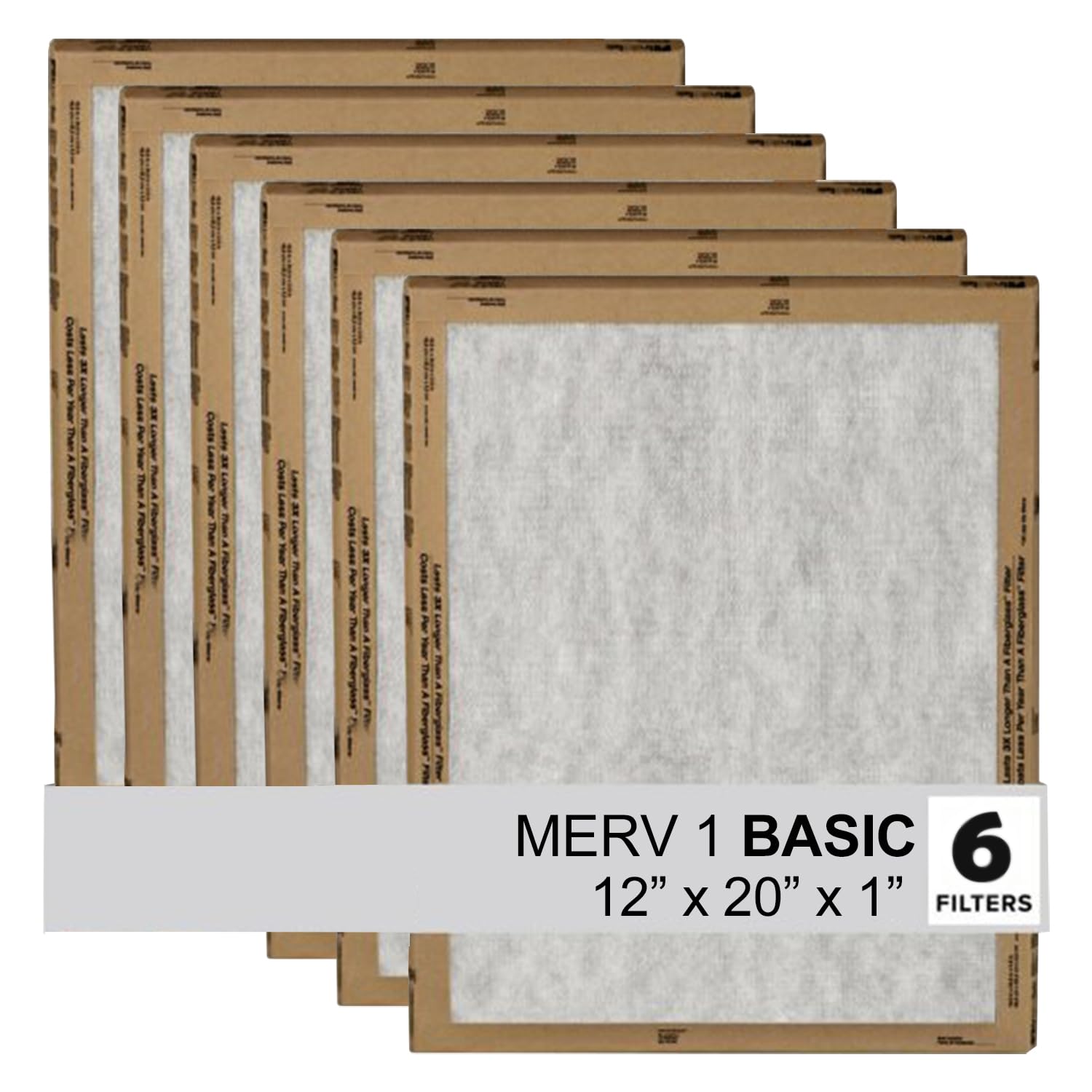 Filtrete 12x20x1 Air Filter, 3M MERV 1 HVAC AC Furnace Filter Replacement, 6-Pack (Actual Size 11.81x19.81x0.88 in) Image Filtrete 12x20x1 Air Filter, 3M MERV 1 HVAC AC Furnace Filter Replacement, 6-Pack (Actual Size 11.81x19.81x0.88 in) Image